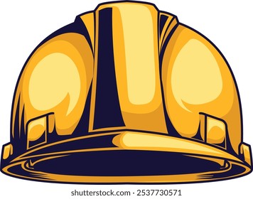 Yellow Safety helmet, vector illustration isolated on white. Construction helmet protection. Illustration of a construction worker hard hat.