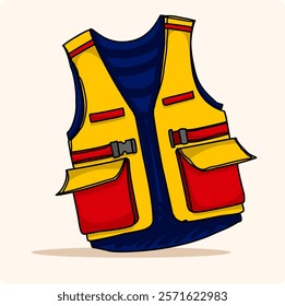 yellow safety jacket or safety vest realistic view vector illustration