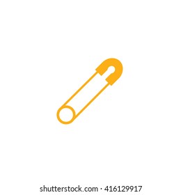 Yellow safety pin vector icon