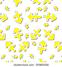 Yellow Sagittarius astronomy icon sign symbol pattern on white background