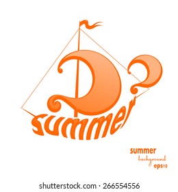 Yellow sailboat design element isolated on white background. Sailing ship. Vector illustration.