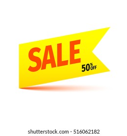 Yellow sale banner. Vector illustration.