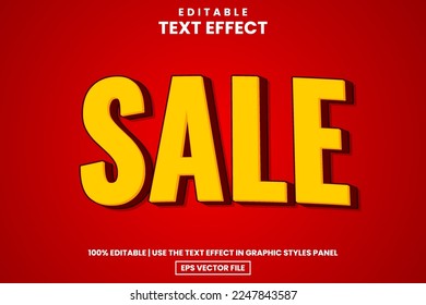 Yellow sale editable text effect template, vector illustration