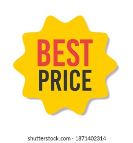 Yellow sale starburst sticker - star edge round label and badge with best offer and discount signs. Sale and special price yellow button and sticker for promotion pricetag.