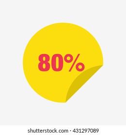 Yellow Sale Tag Vector Icon 80 Percent, Sale Tag Vector