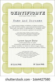Yellow Sample Certificate. Artistry design. Detailed. With background. 