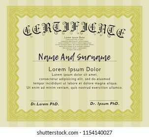 Yellow Sample Certificate. With background. Good design. Customizable, Easy to edit and change colors. 