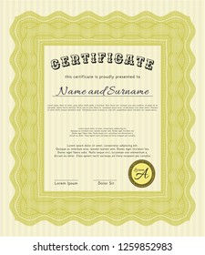 Yellow Sample Certificate. With complex linear background. Superior design. Customizable, Easy to edit and change colors. 