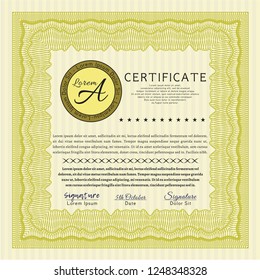 Yellow Sample Certificate. Detailed. Easy to print. Perfect design. 