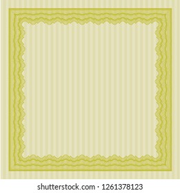 Yellow Sample certificate or diploma. With quality background. Vector illustration. Lovely design. 