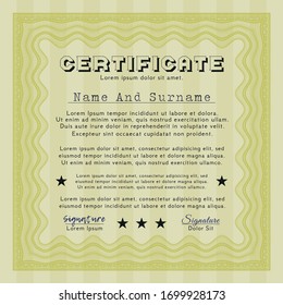 Yellow Sample Certificate. Easy to print. Customizable, Easy to edit and change colors. Beauty design. 