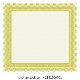 Yellow Sample Certificate. Excellent design. With guilloche pattern. Customizable, Easy to edit and change colors. 
