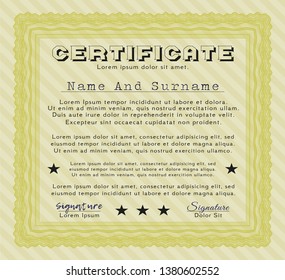 Yellow Sample Certificate. With linear background. Lovely design. Customizable, Easy to edit and change colors. 