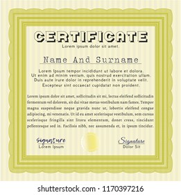 Yellow Sample Certificate. Sophisticated design. Customizable, Easy to edit and change colors. With quality background. 