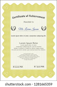 Yellow Sample Diploma. Customizable, Easy to edit and change colors. With quality background. Retro design. 