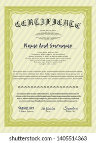 Yellow Sample Diploma. Elegant design. Customizable, Easy to edit and change colors. Printer friendly. 
