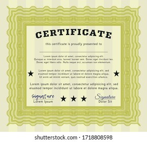 Yellow Sample Diploma.  Elegant design.  With linear background.  Customizable, Easy to edit and change colors. 