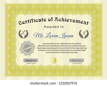 Yellow Sample Diploma. Good design. With background. Customizable, Easy to edit and change colors. 