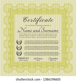 Yellow Sample Diploma. Good design. Customizable, Easy to edit and change colors. With linear background. 