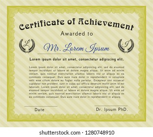 Yellow Sample Diploma. With linear background. Customizable, Easy to edit and change colors. Lovely design. 