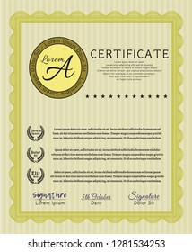 Yellow Sample Diploma. Lovely design. Printer friendly. Customizable, Easy to edit and change colors. 