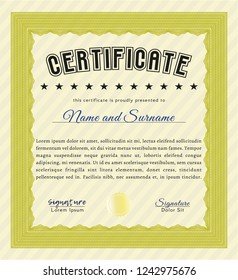 Yellow Sample Diploma. With quality background. Vector illustration. Artistry design. 