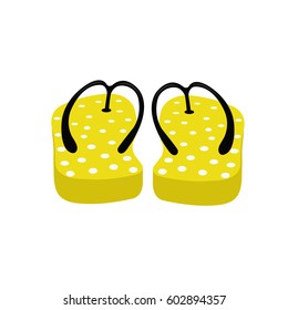 Yellow sandals striped spots on a white background