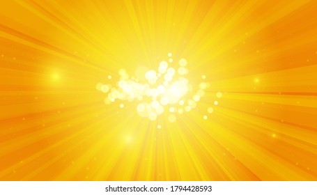 Yellow sanny rays background. Sparkling magical dust particles. Vector illustration.