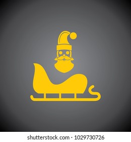 Yellow Santa Claus icon on black background.
