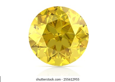 Yellow Sapphire On White Background.Vector Illustration.