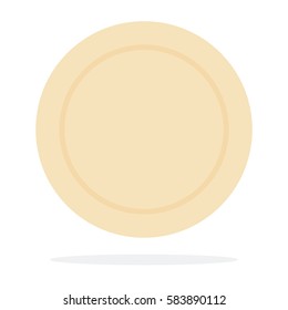 Yellow saucer top view vector flat material design isolated on white