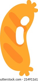 Gelbe Wurst, Illustration, Vektorgrafik auf weißem Hintergrund.