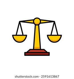 Yellow Scale Representation of Justice Isolated on White Background