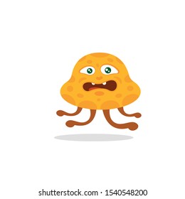 Yellow scared a monster. Vector cartoon illustration.