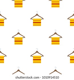 Yellow scarf on wooden coat hanger, pattern seamless flat style for web vector illustration