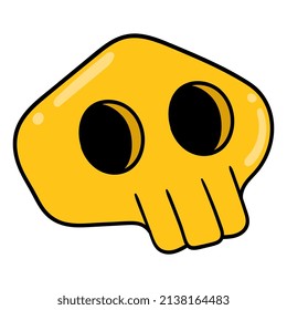 gelbe gruselige Schädelmaske, Vektorgrafik. doodle Symbol kawaii.