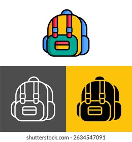 Yellow School Backpack Icon Illustration