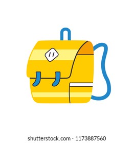 Yellow school bag or backpack isolated