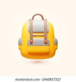 Yellow school bag. Student backpack. Back to school design