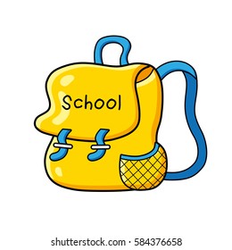 Yellow school bag vector isolated.