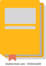 Livro escolar amarelo, ilustração, vetor sobre fundo branco.