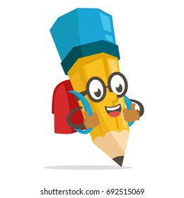 yellow school boy pencil mascot character