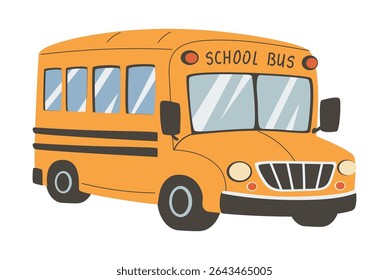 Yellow School Bus Back to School Transport Vector Illustration. Student Transportation for School.