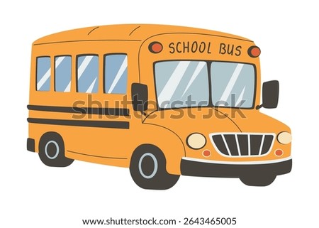 Yellow School Bus Back to School Transport Vector Illustration. Student Transportation for School.