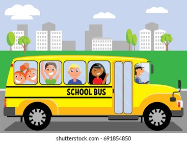 Kids Uniform Going School Riding Yellow Stock Vector (Royalty Free ...