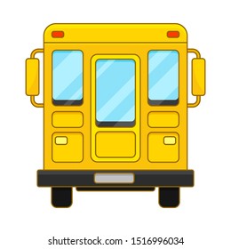 Yellow School Bus From Back View cartoon Vector Illustration