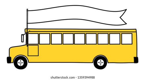 Yellow School Bus with banner