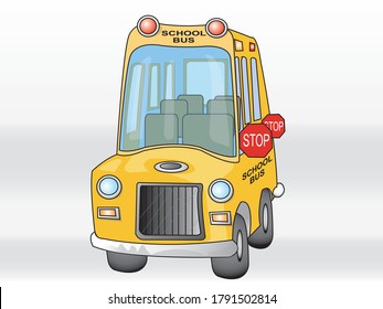Yellow School Bus in Cartoon