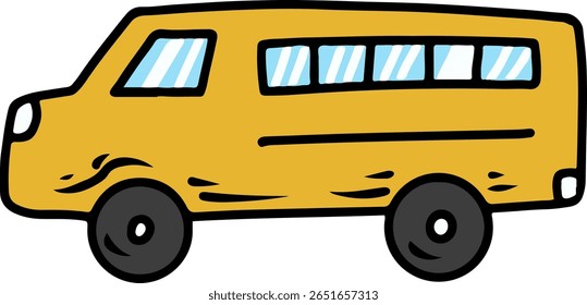 Yellow School Bus Cartoon Illustration