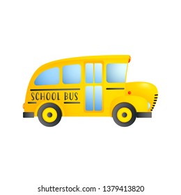 Yellow school bus. Cartoon transport with windows. Can be used for topics like transportation, school, bus station